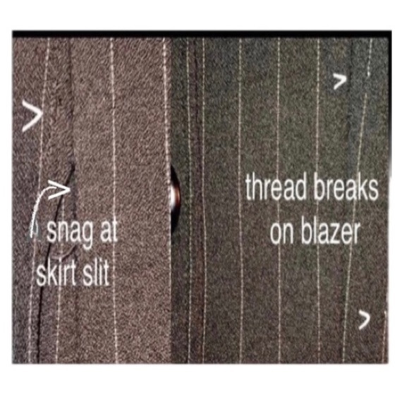 VTG 90 USA Gorpcore Goth Black Pin Stripe Suit Blazer Mini Skirt 3/4 Long Sleeve - Picture 16 of 16